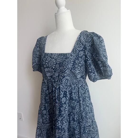 Madewell Poplin Puff-Sleeve Tiered Babydoll Dress in Paisley Garden Size 4 - Picture 6 of 7